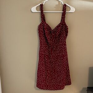 Chic Burgundy Polka Dot Mini Dress by Polly